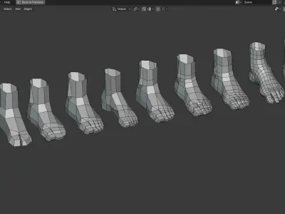 Foot basemesh pack Low-poly 3D model