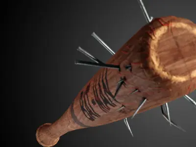 baseball bat wood  Low-poly 3D model