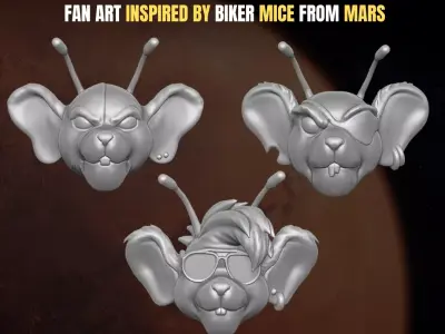 Mice collection fan art heads inspired by Biker Mice From Marss 3D print model