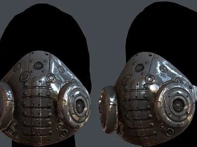 Gas mask helmet 3d model scifi Low-poly Low-poly 3D model 63