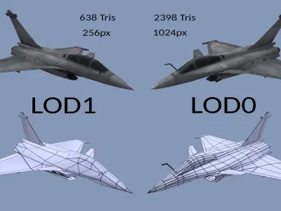 Mobile Low Poly Dassault Rafale Low-poly 3D model