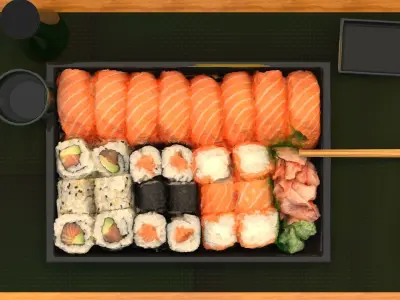 Realistic Sushi Platter 3D model