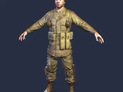 American Soldier World War Low Poly Low-poly 3D model