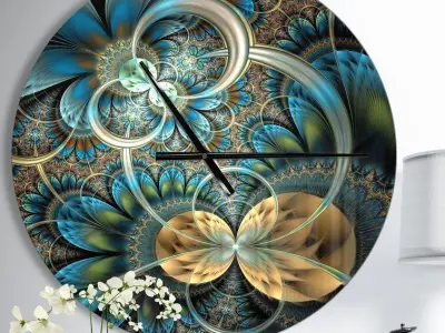 Symmetrical Fractal Flower Wall Clock Free 3D model