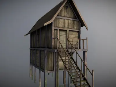 Medieval lake village - House 13 Low-poly 3D model