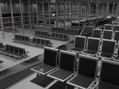 Airport Interior Low-poly 3D model