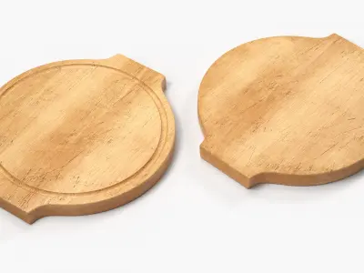 Round Serving Board with Pizza 3D model