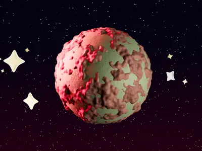 Colorful texturized cartoony planets set 3D model