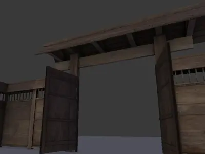 Modular Japanese Fence Low-poly 3D model