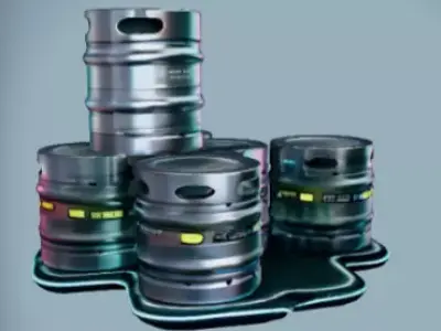 Sci-Fi Cryogenic Fuel Barrels Low-poly 3D model