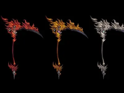 Flame Scythe Low-poly 3D model