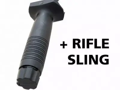 Vertical Foregrip and Rifle Sling Low-poly 3D model