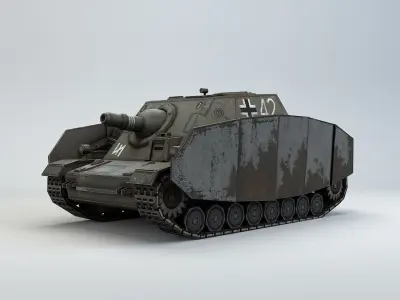 Low poly SdKfz 166 Sturmpanzer Brummbar Early Low-poly 3D model