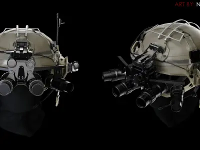 Military helmet with night vision device 3D model