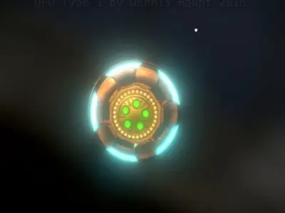 UFO Type 1 Animated and Game Ready Low-poly 3D model