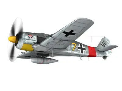Focke Wulf - FW190 A8 - Yellow 7 3D model
