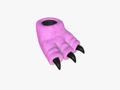 Slippers G04 Pink Dino Paw - Costume Character Design Low-poly 3D model