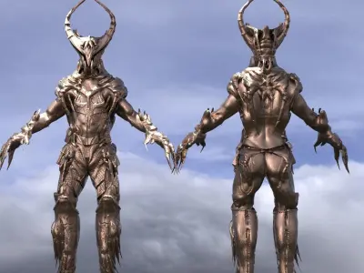 Clawed armor set full 3D model