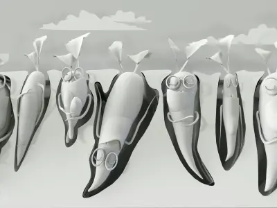 CARROTS set of fish sculptures 3D model