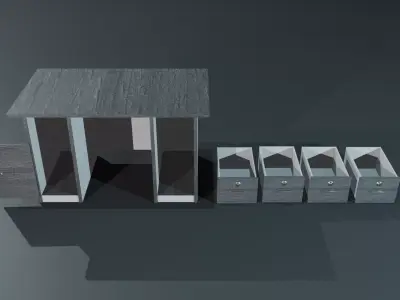 Monochome Office Desk Free low-poly 3D model