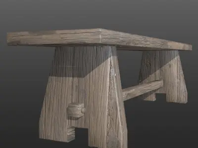 Old wooden bench Low-poly 3D model buy