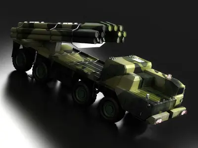 Tornado Bazooka BM-30 land-based missile launcher 3D model