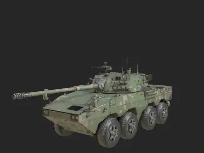 4 coatings of PLA Army ZTL11 ZTL-11 105mm wheeled Tank Destroyer Low-poly 3D model
