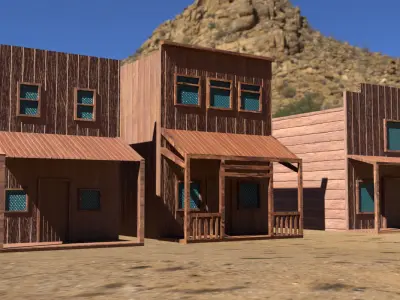 Wild West Town Low-poly 3D model