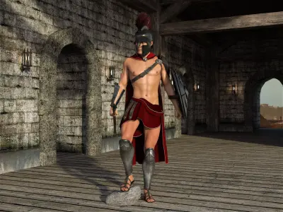 Spartan Warrior Rigged Low-poly 3D model