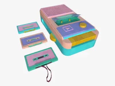 Retro Vintage Cassette Tape Recorder Stylized 3D Model 3D model