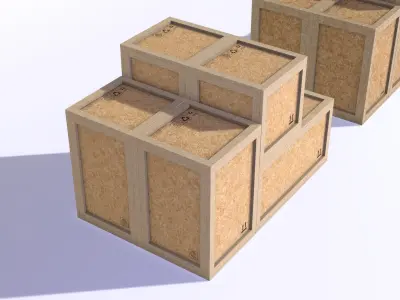 PBR Wooden Shipping Crate Osb Low-poly 3D model