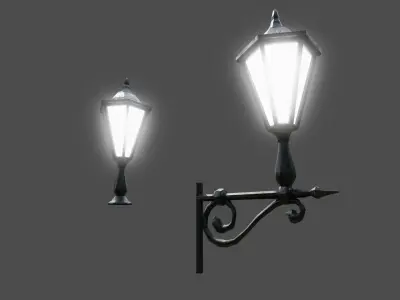 Victorian street lamp Low-poly 3D model