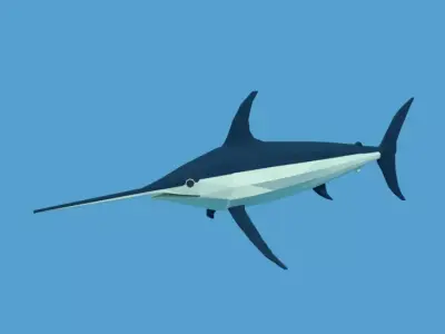 Low Poly Cartoon Swordfish Low-poly 3D model
