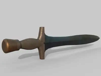 Sword with brass handle Low-poly 3D model