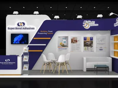 6mtr x 2mtr expo stall 2side open Exhibition Stand Free low-poly 3D model