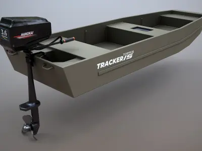 Fishing Boat Tracker Topper 15 Jon Boat Low-poly 3D model