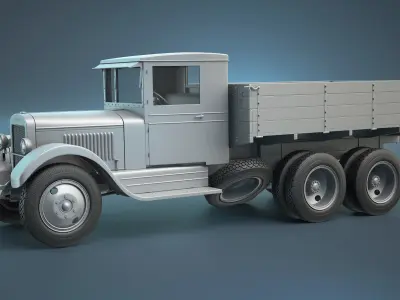 ZIS-6 Flatbed Truck High-Poly 3D model