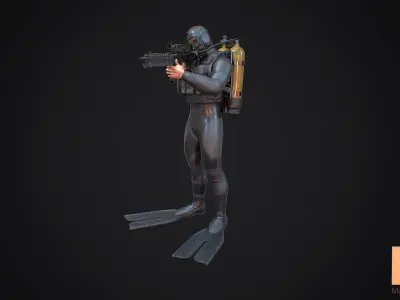 Military Diver Low-poly 3D model