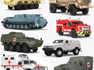 Ambulance vehicle collection 3D model