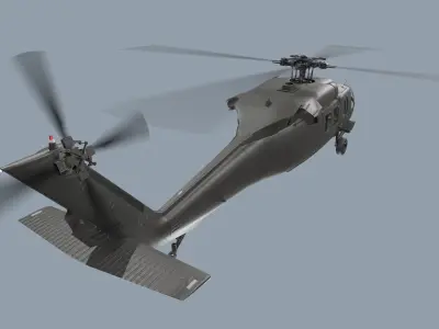 UH-60 Black Hawk Dark Basic Animation 3D model
