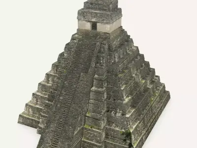 Tikal Temple 1 Low-poly 3D model