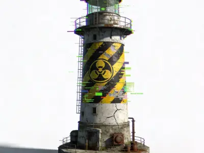 Radioactive Fallout Lighthouse 3D Model Low-poly 3D model