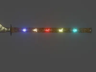 fantasy sword high polygon ready for game 3D model