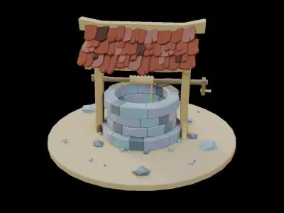Low Poly Old Well Low-poly 3D model