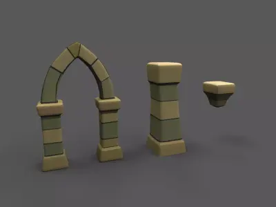 Low Poly Modular Medieval Low-poly 3D model