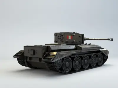Low Poly Cromwell medium tank Low-poly 3D model