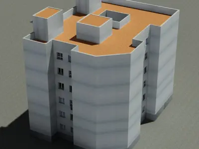 Building apartment - apartment Low-poly 3D model