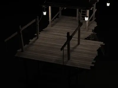 Old wooden scaffolding 3D model