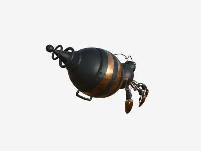 Cute Robot E04 Black Bronze - SciFi Character Design Low-poly 3D model