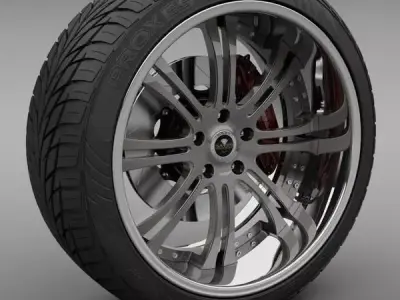 Savini Forged SV-27S Wheel and Tire 3D model